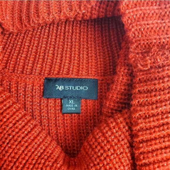 AB Studio XL Red Sparkle Cowl neck Sweater NWT - Picture 5 of 6